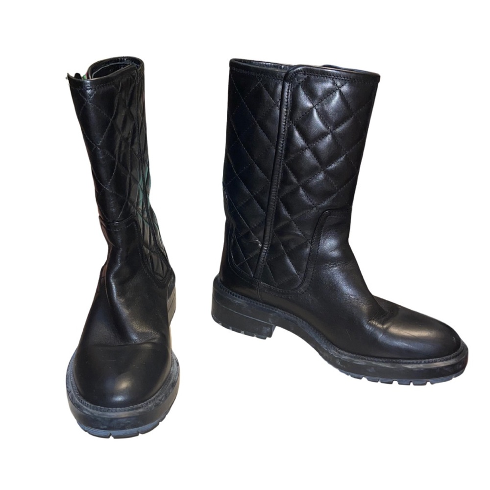 Aquatalia Black Quilted Leather Boots